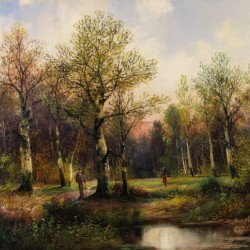 People walking through the forest